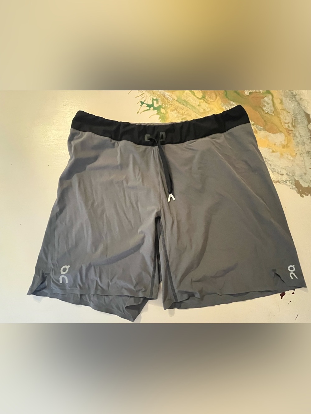 On Cloud Running Men's Gray Athletic Shorts with Black Waistband